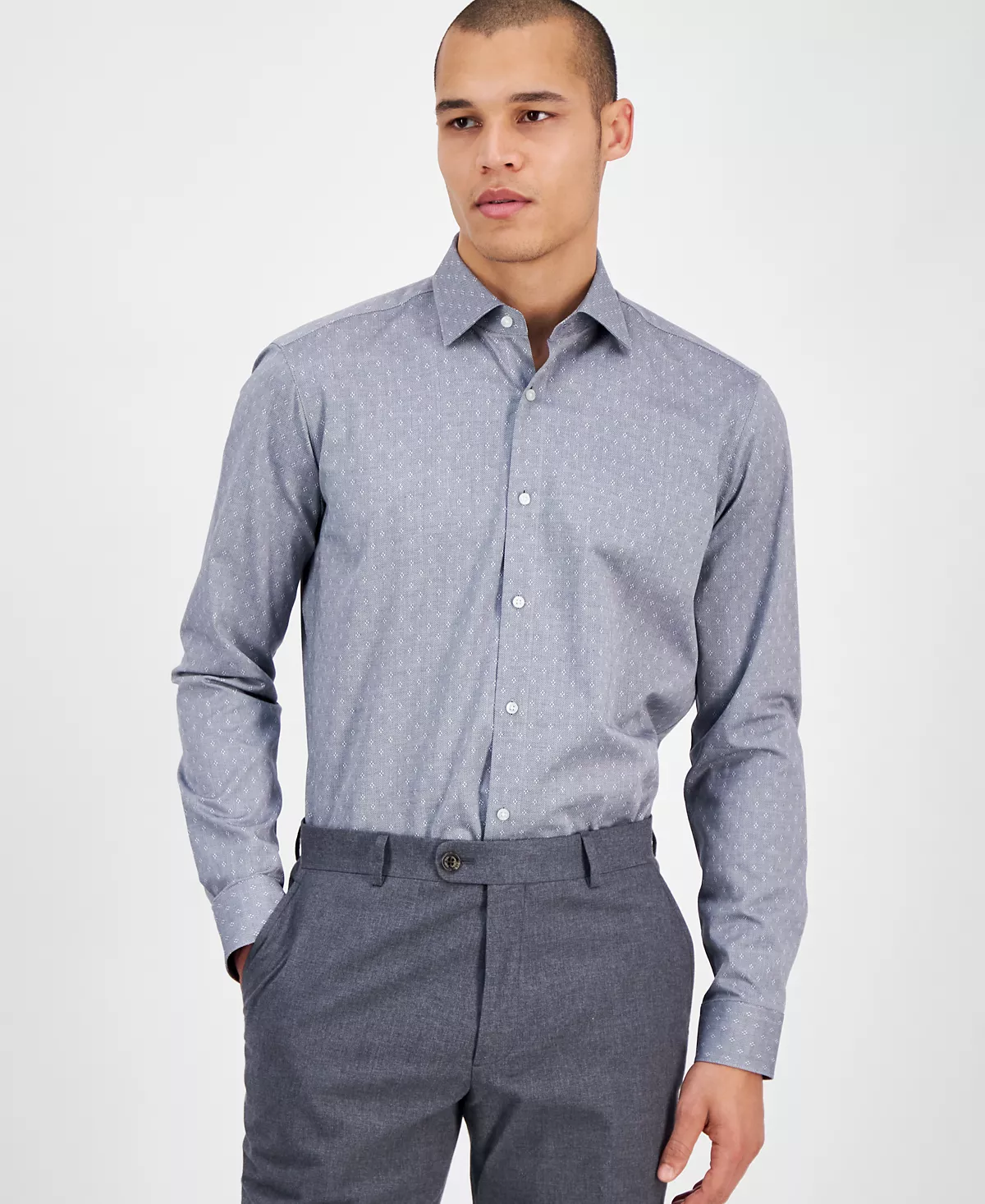 Мужская рубашка Valerio с длинным рукавом и пуговицами спереди с гео-принтом 11190₽