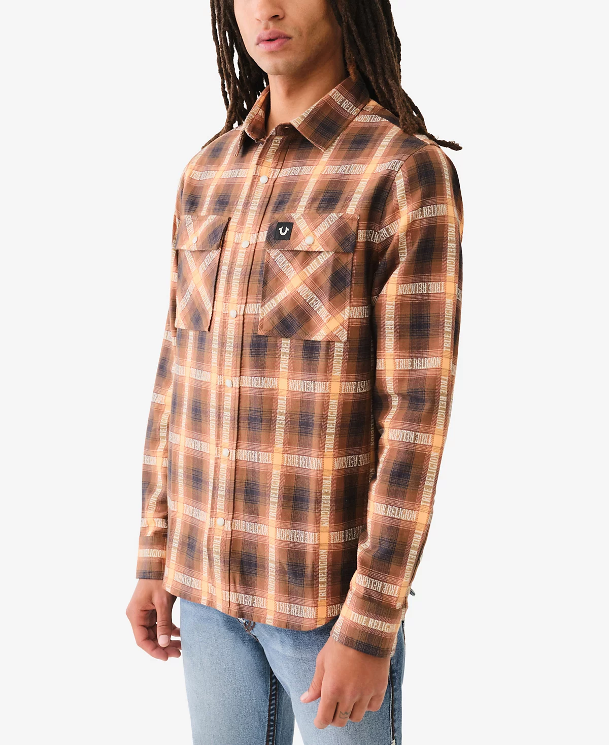 Мужская жаккардовая рабочая одежда True Religion рубашка в клетку 10190₽