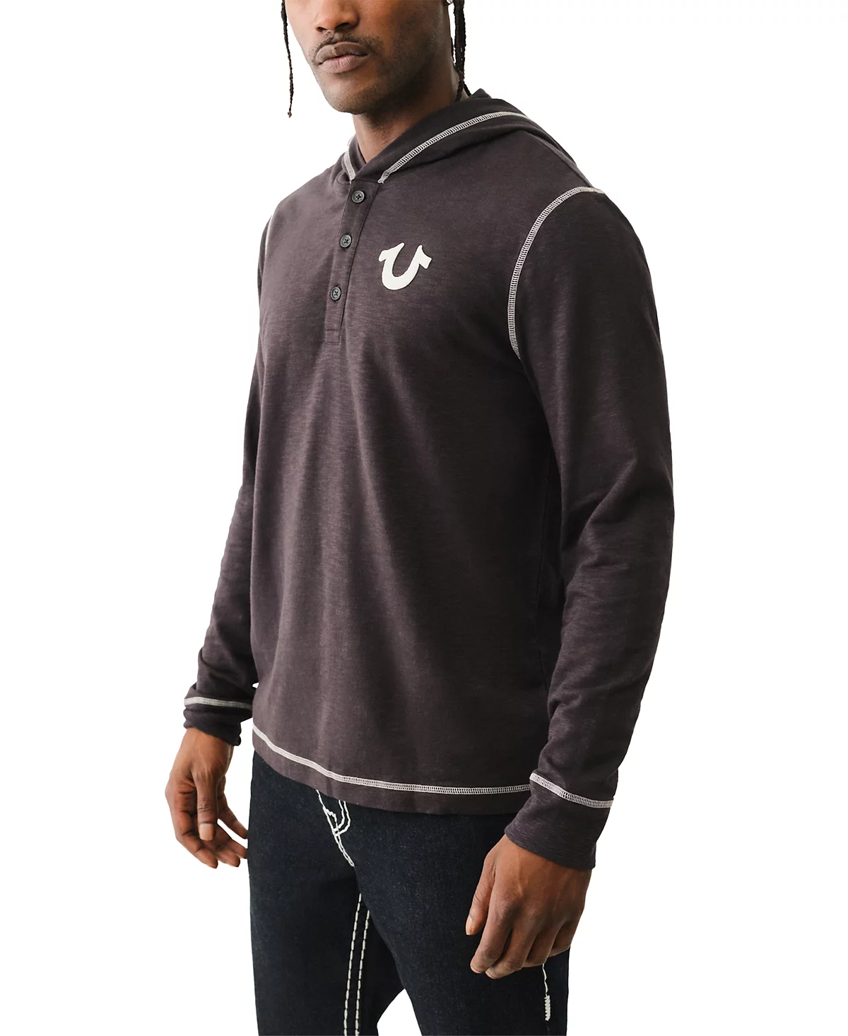 Мужская рубашка Henley с капюшоном и длинным рукавом True Religion от True Religion 12690₽