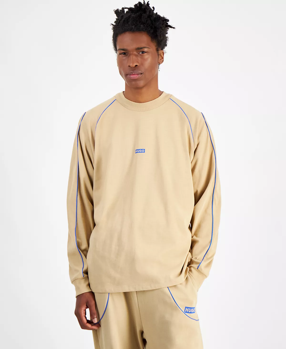 Мужская футболка с длинным рукавом свободного кроя и графическим логотипом HUGO by от HUGO by by 9290₽