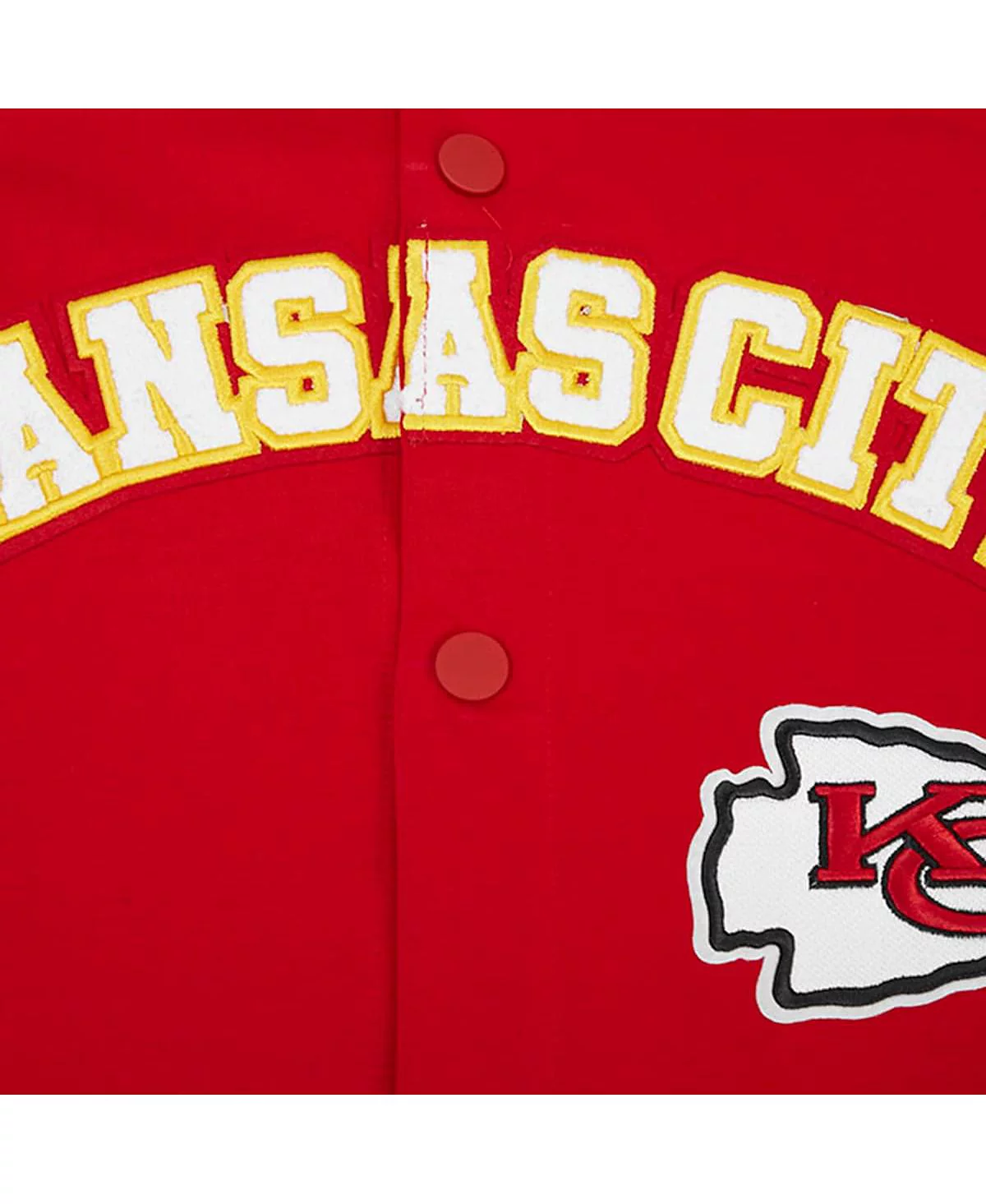 Мужская классическая утепленная куртка Pro Standard красного цвета Kansas City Chiefs с коротким рукавом и застежкой на пуговицы 17690₽