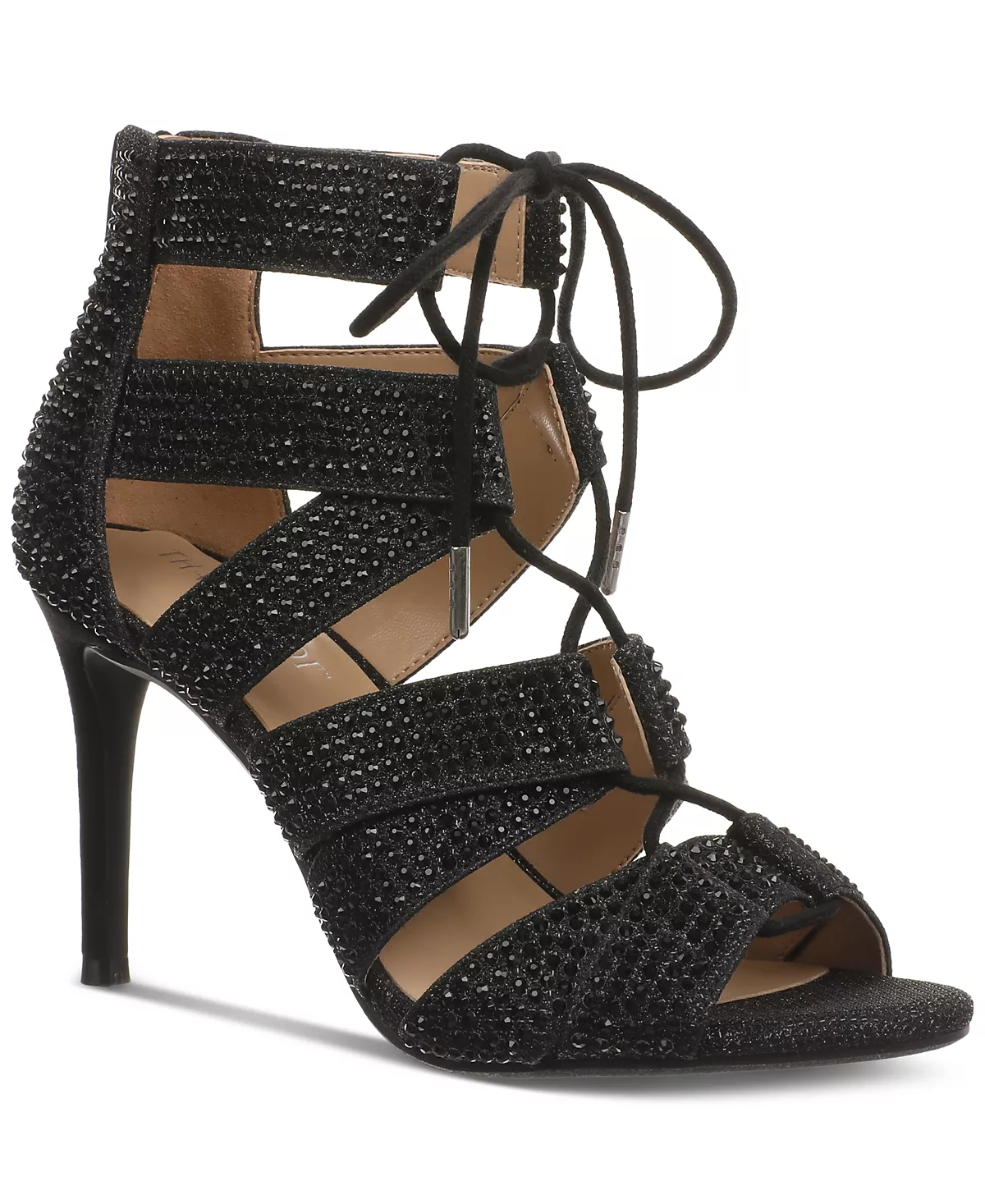 Женские песочные босоножки на шпильке со шнуровкой 20790₽