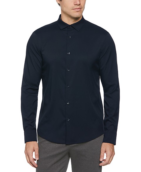 Мужская приталенная стрейчевая рубашка из твила на пуговицах Perry Ellis blue