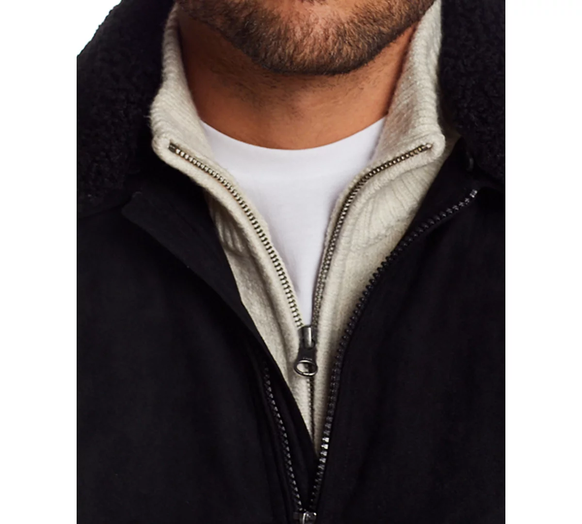 Непромокаемая мужская куртка-бомбер из микроволокна со съемным воротником из искусственного меха 17090₽