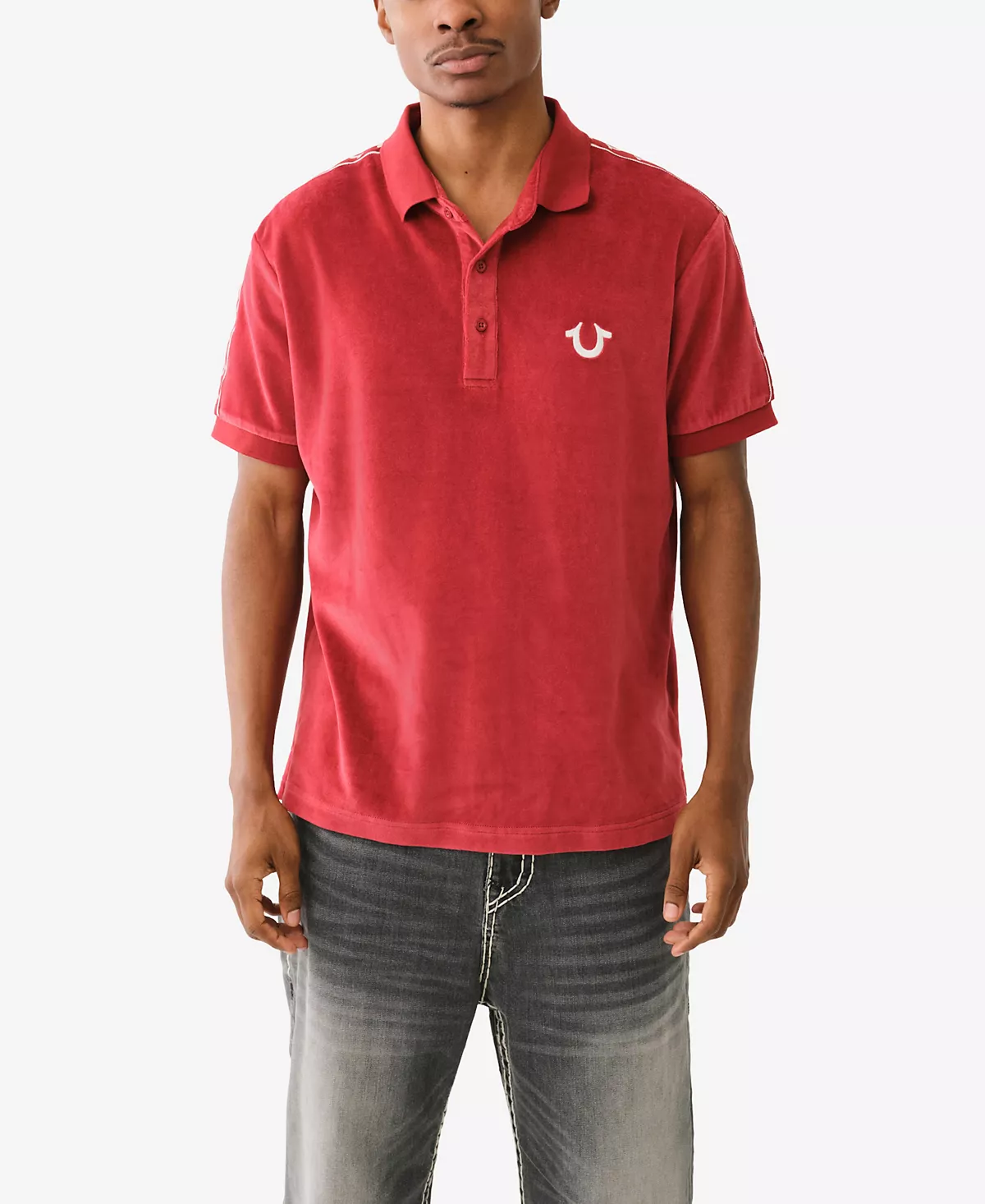 Мужская рубашка поло с логотипом из дамасского велюра 14990₽