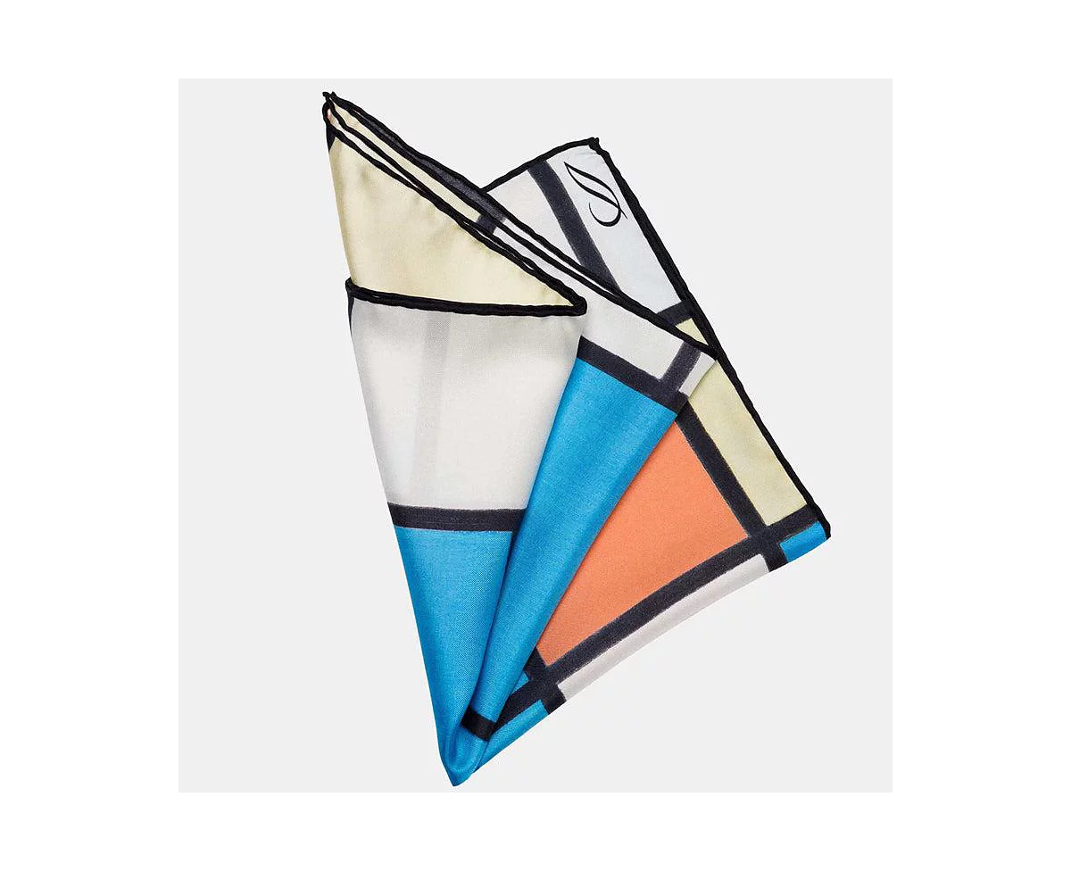 Elizabetta Men's Mondrian - Шелковый карманный платок для мужчин