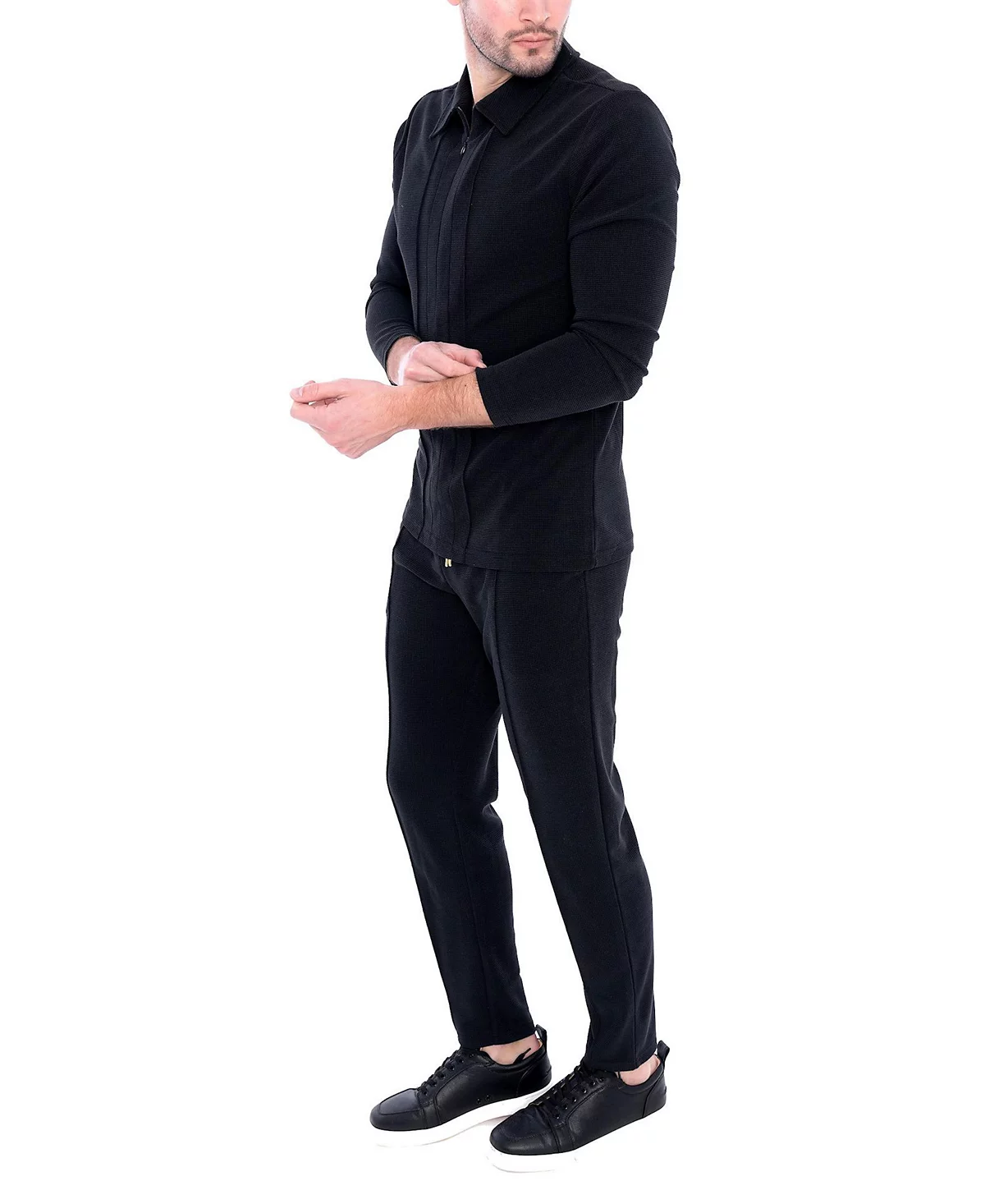 Мужской трикотажный топ Dai Moda с длинным рукавом и горловиной на молнии