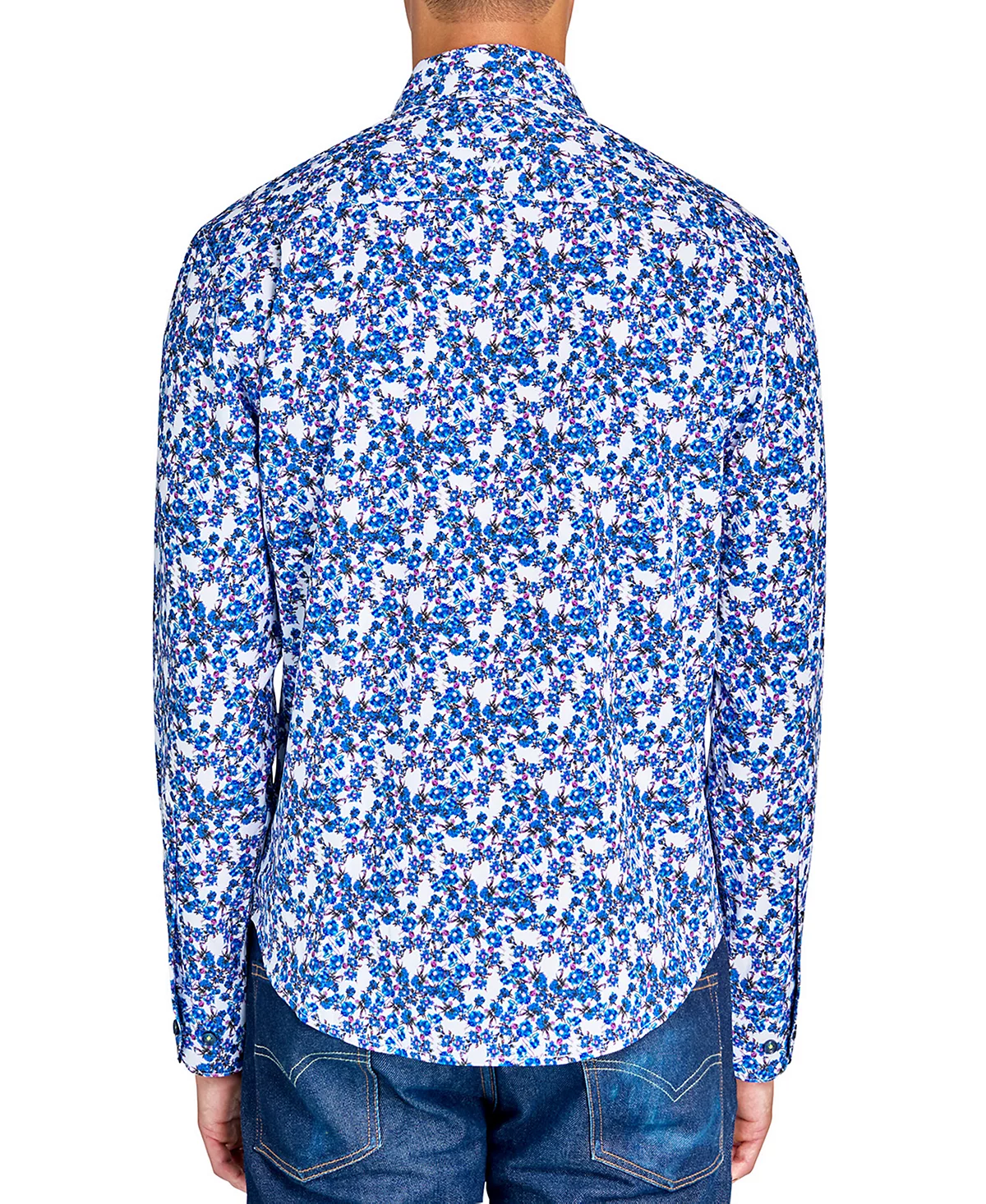Мужская рубашка Society of Threads обычного покроя из эластичной ткани с цветочным рисунком на пуговицах, не поддающаяся глажению