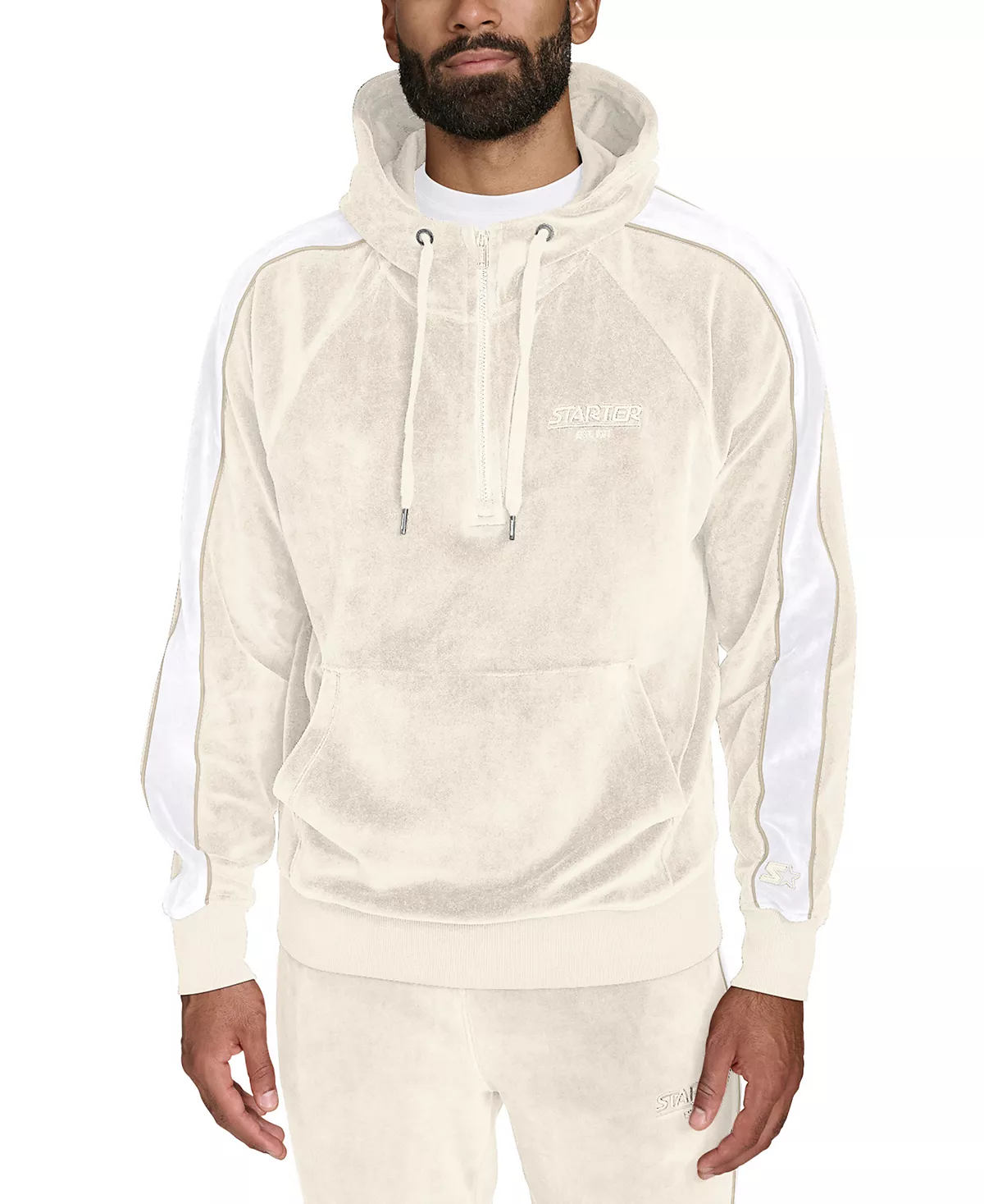 Мужская велюровая толстовка на трикотажной подкладке с застежкой-молнией на четверть дюйма 9690₽