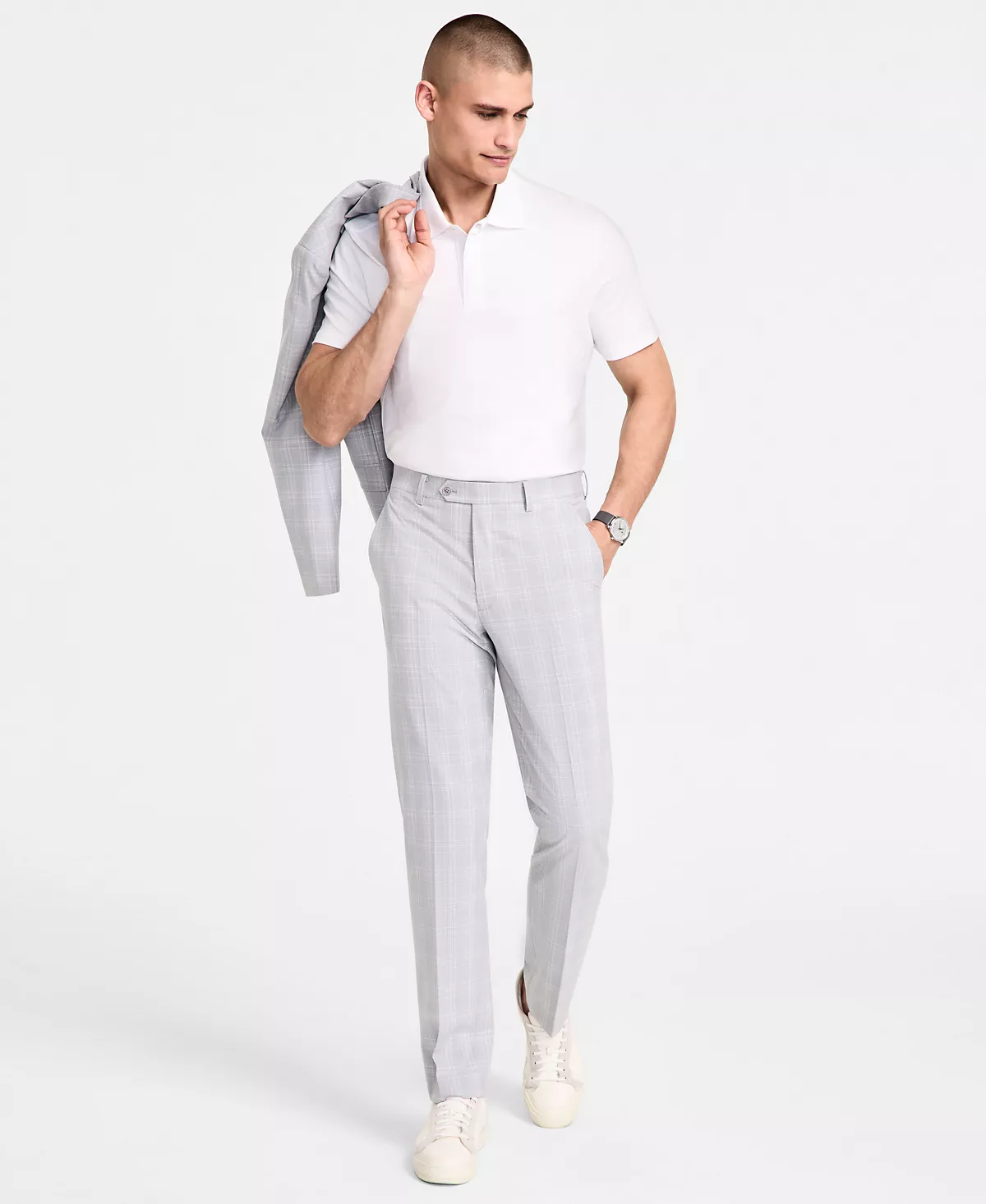 Мужские облегающие брюки в клетку от костюма созданные для Macys 10290₽