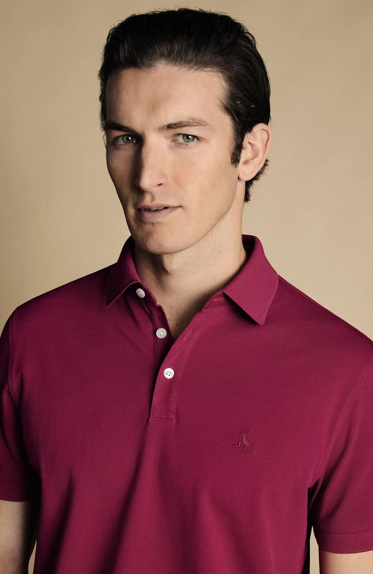 Мужское однотонное хлопковое поло Tyrwhitt Pique из хлопка с коротким рукавом от Charles Tyrwhitt 20690₽