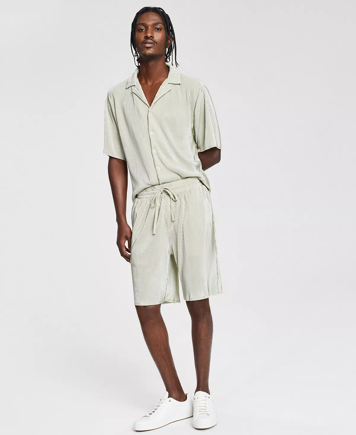 Мужские шорты из плиссе с завязками 8-1/2