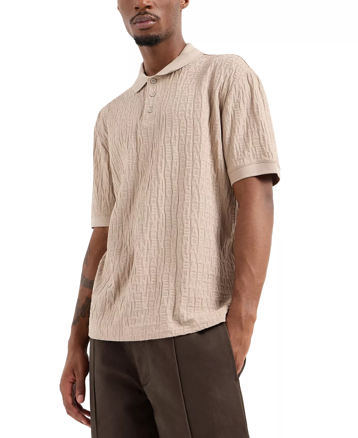 Мужская рубашка поло с текстурным логотипом по всей длине 10890₽