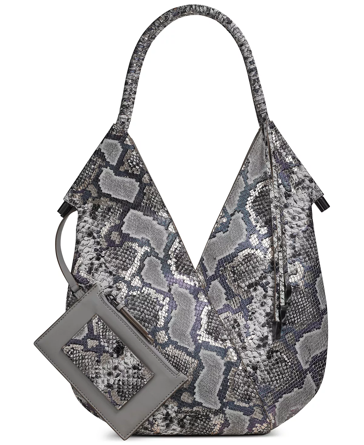 Мини-наплечник из кожи питона от Донны Каран Болдуин с закругленной ручкой обернутой кожей 39690₽