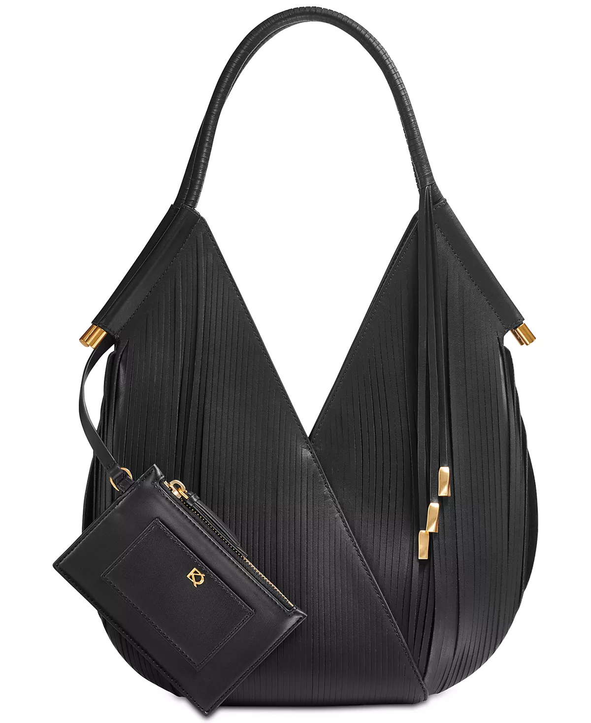 Маленькое плечо с лазерным вырезом от Донны Каран Болдуин и закругленной ручкой, обернутой кожей