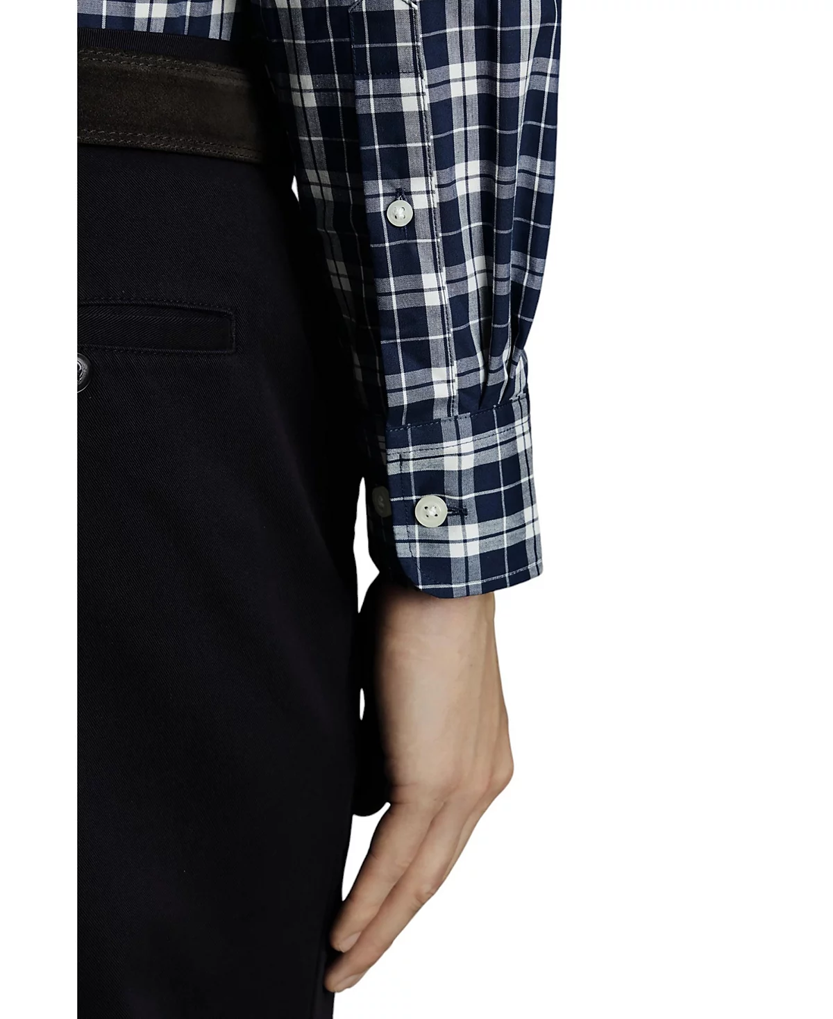 Мужская приталенная оксфордская рубашка Charles Tyrwhitt в клетку Стрейч из негладкого материала с отложным воротником и пуговицами 20690₽