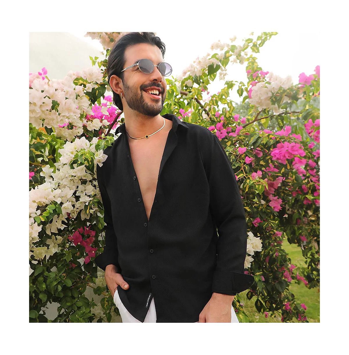 Мужская рубашка в мелкую клетку с тиснением темно-черного цвета 11990₽