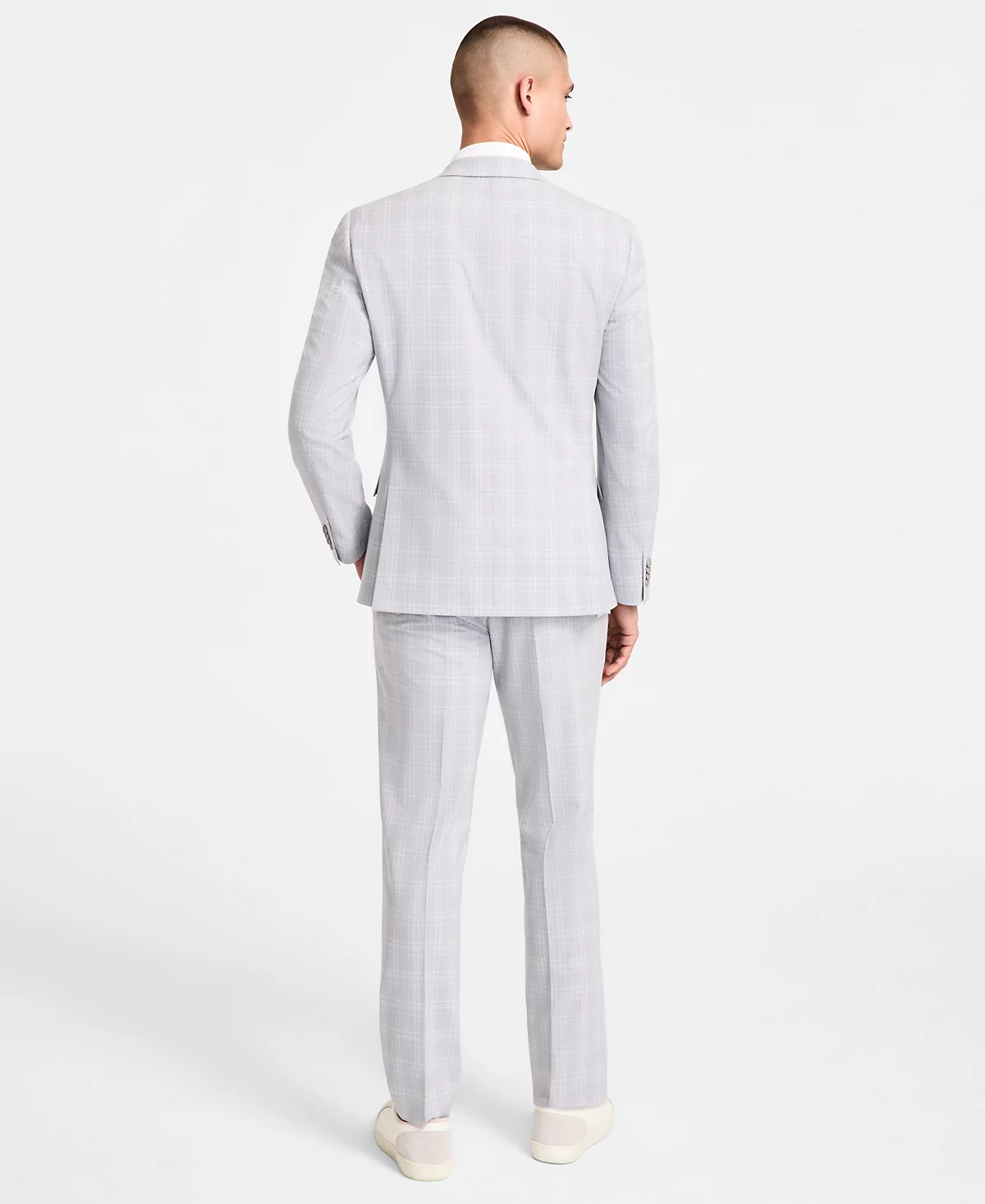 Мужской приталенный костюм в клетку с отделкой от Alfani созданный для Macys 13290₽