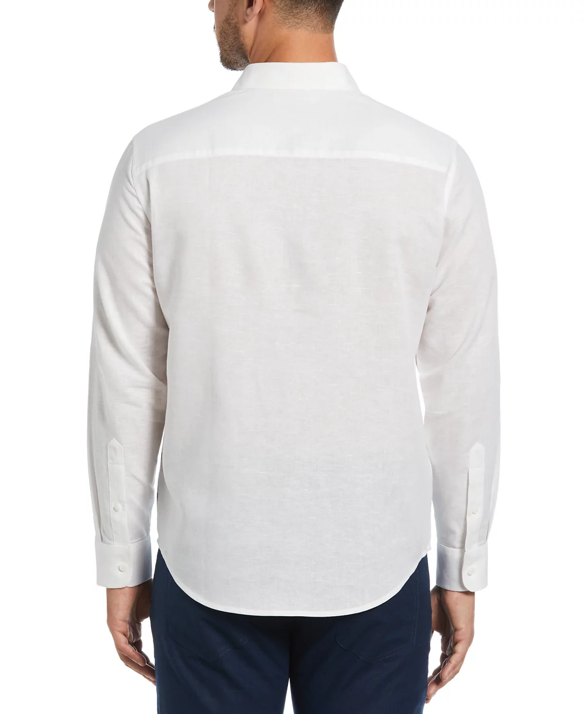 Мужская рубашка Cubavera из льняной смеси с асимметричным принтом в обратную сторону и длинным рукавом на пуговицах 8590₽