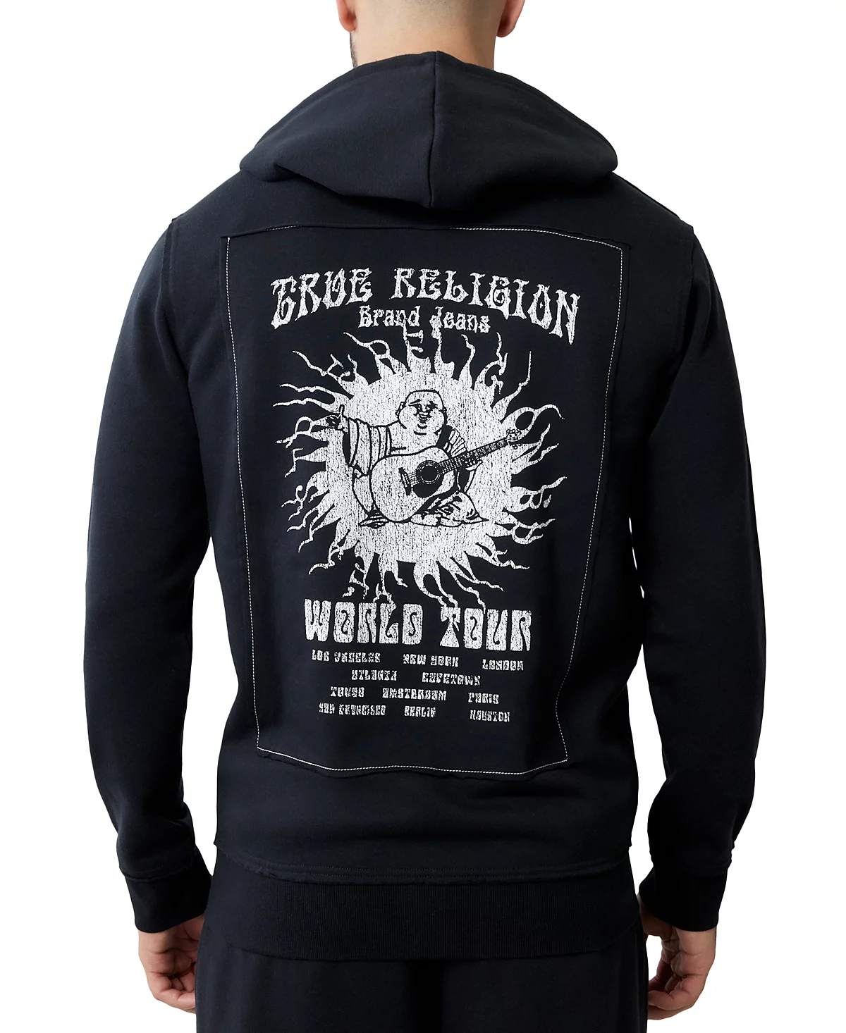 Мужская толстовка True Religion с необработанным краем спереди на молнии и графическим принтом 16990₽