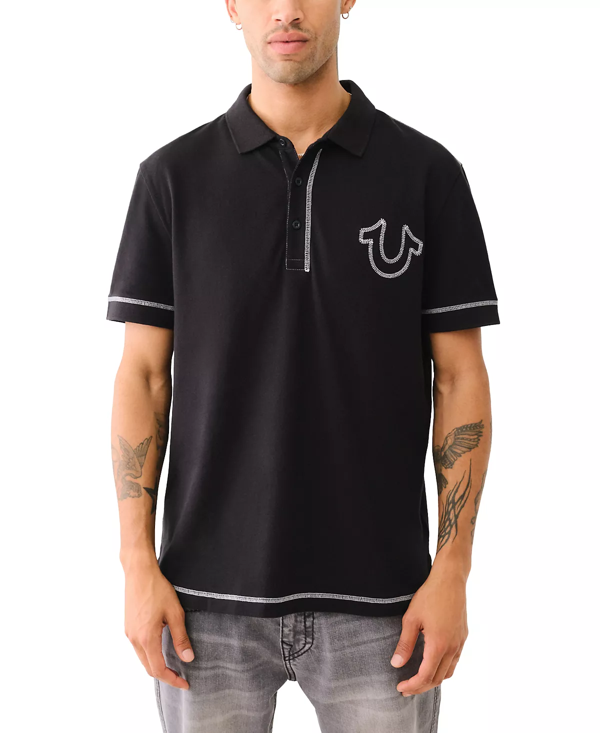 Мужская рубашка поло с короткими рукавами и отстрочкой сверху 14990₽