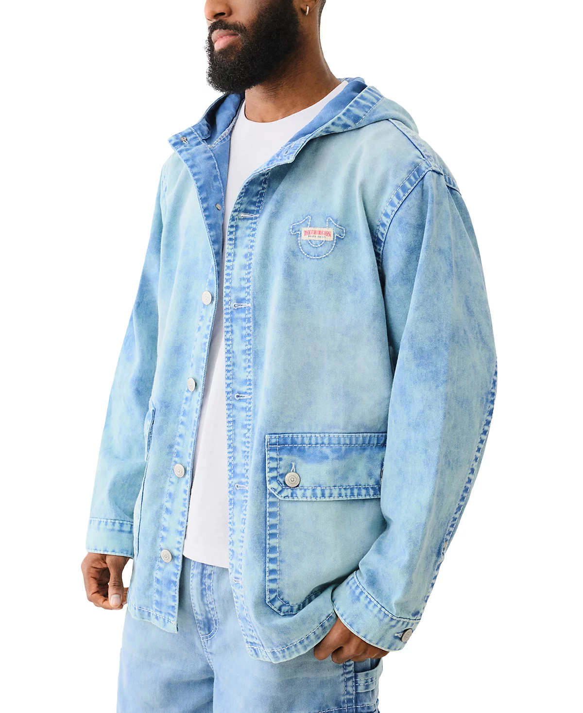 Мужская повседневная джинсовая куртка True Religion из стрейчевой ткани Big T