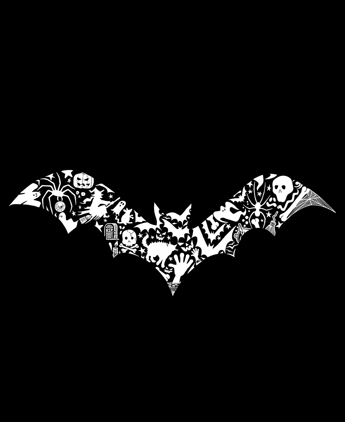 Мужская футболка премиум-класса с надписью Word Art от LA Pop Art для хэллоуина Bat 6690₽