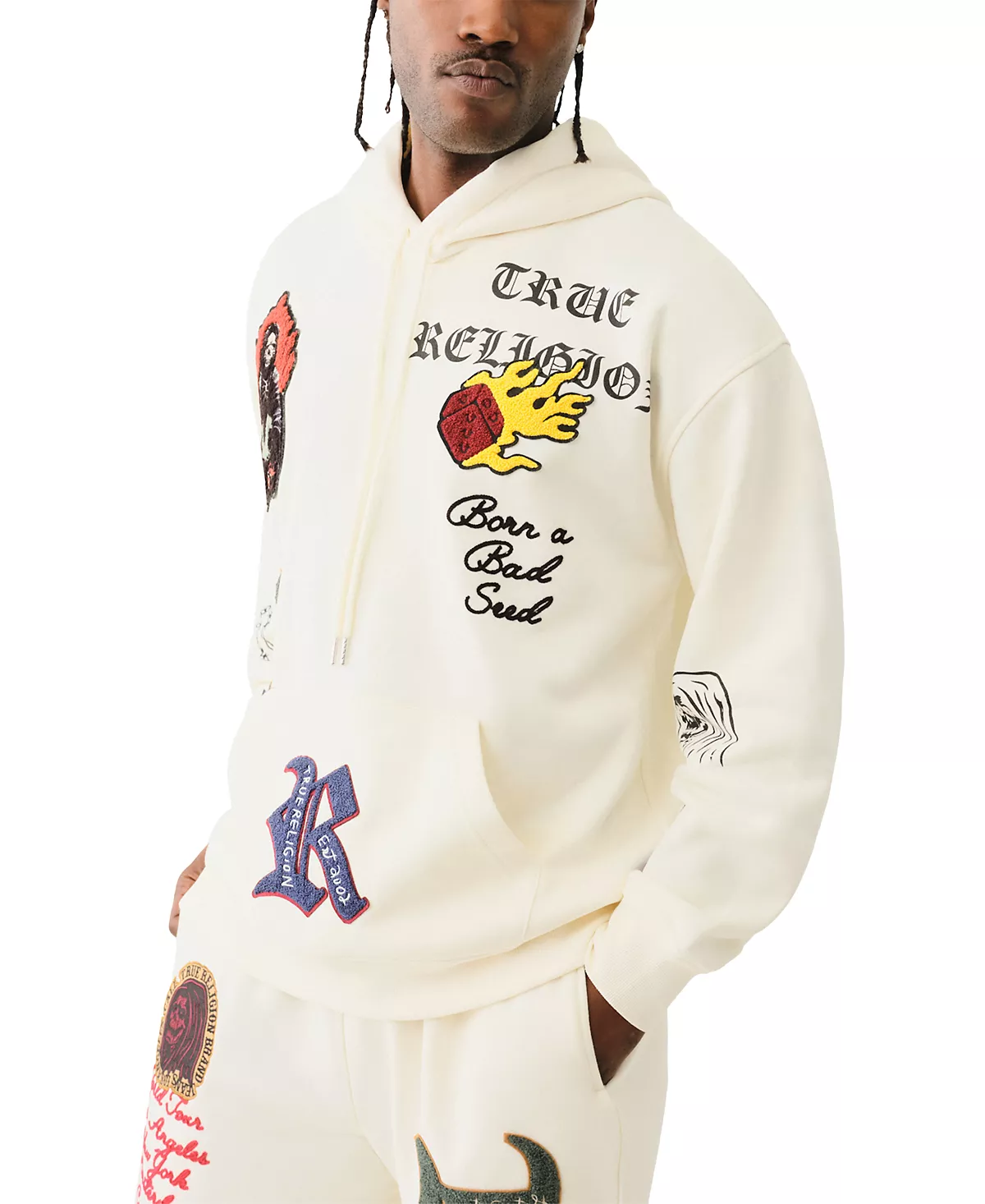 Мужская толстовка с нашивкой свободного кроя и графическим рисунком 26490₽