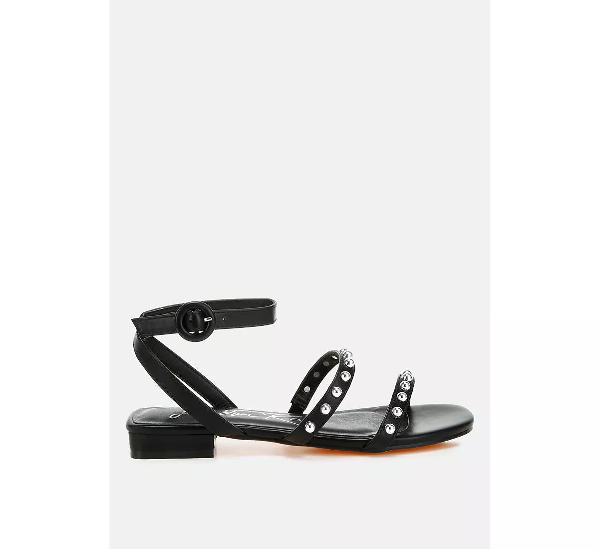 Изящные сандалии на плоской подошве с ремешком на щиколотке и заклепками 8990₽