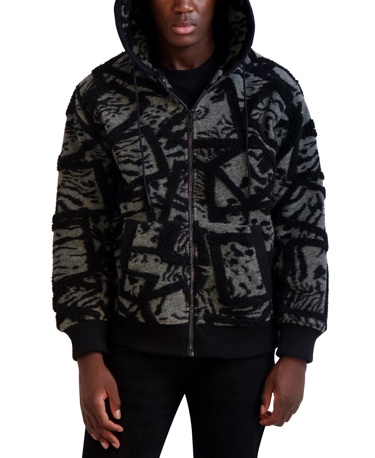 Мужская флисовая куртка с абстрактным рисунком в смешанной технике от Karl Lagerfeld Paris 26190₽