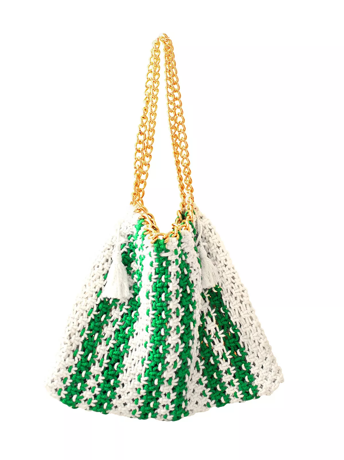 Пляжная сумка в стиле макраме Rouen COLETTE Зеленого и Темно-белого цветов 22790₽