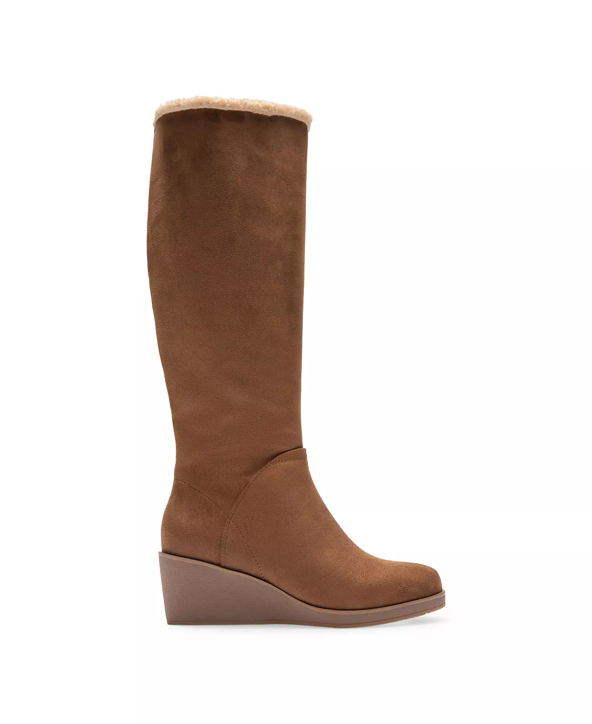 Женские высокие сапоги на танкетке из овечьей шерсти с биноклем