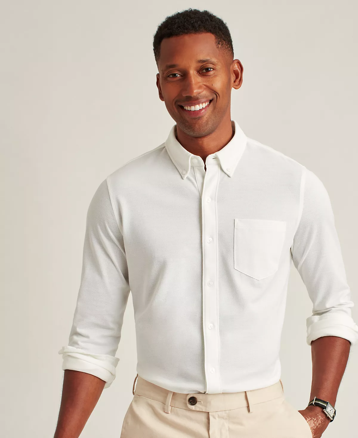 Мужская оксфордская рубашка на пуговицах с длинным рукавом 5890₽