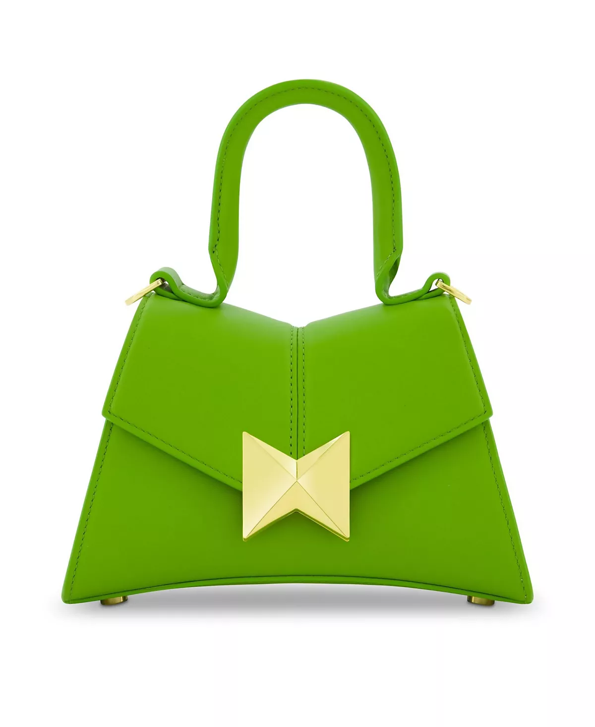 Угловатая Мини-кожаная сумочка с золотой фурнитурой