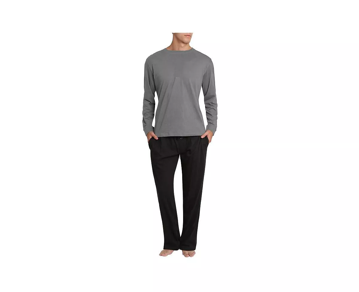 Мужской трикотажный пижамный комплект с круглым вырезом горловины