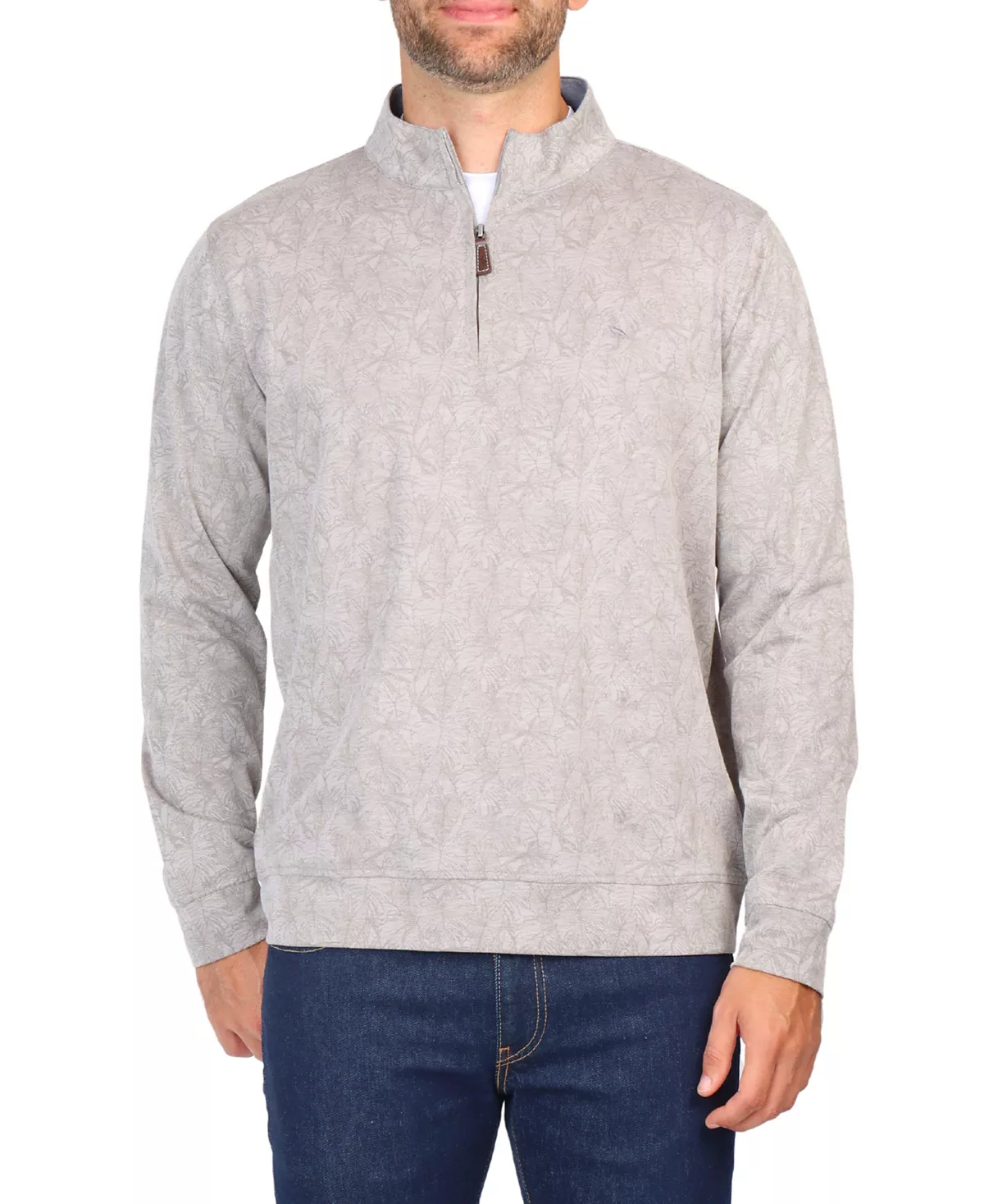 Мужская куртка из Пике с тропическим принтом и застежкой на молнию в тон 8590₽