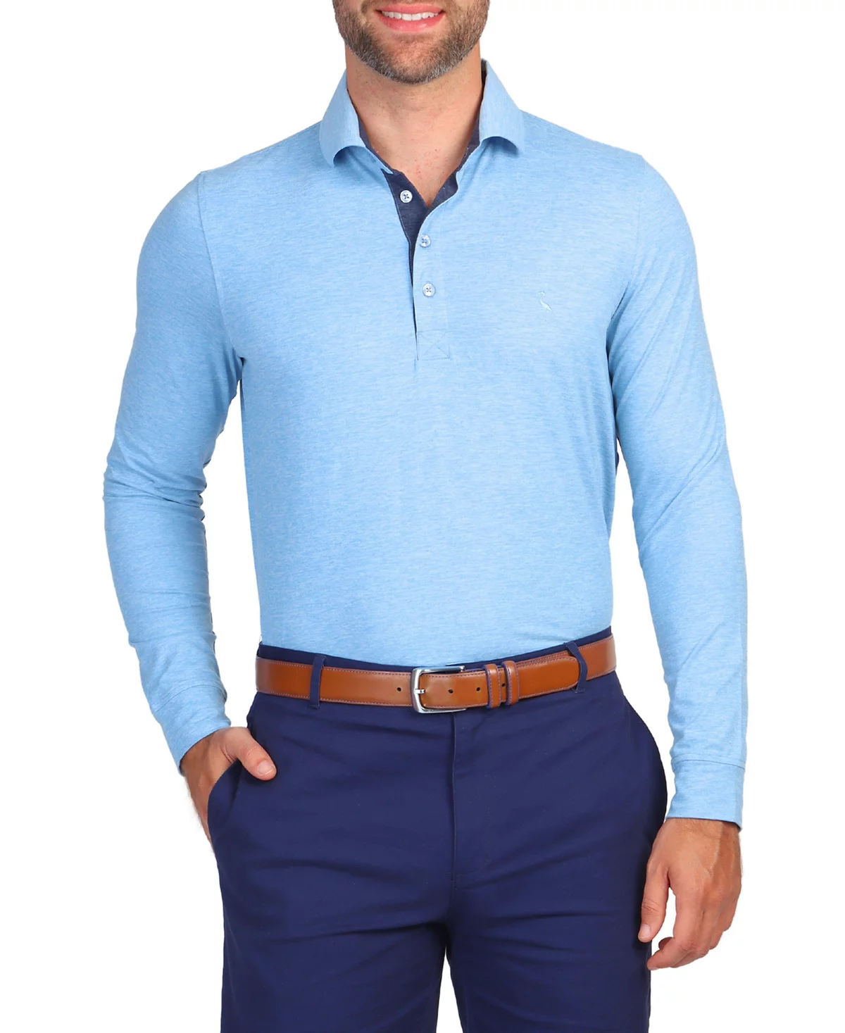 Мужское матовое меланжевое поло с длинным рукавом от Tailorbyrd 6690₽