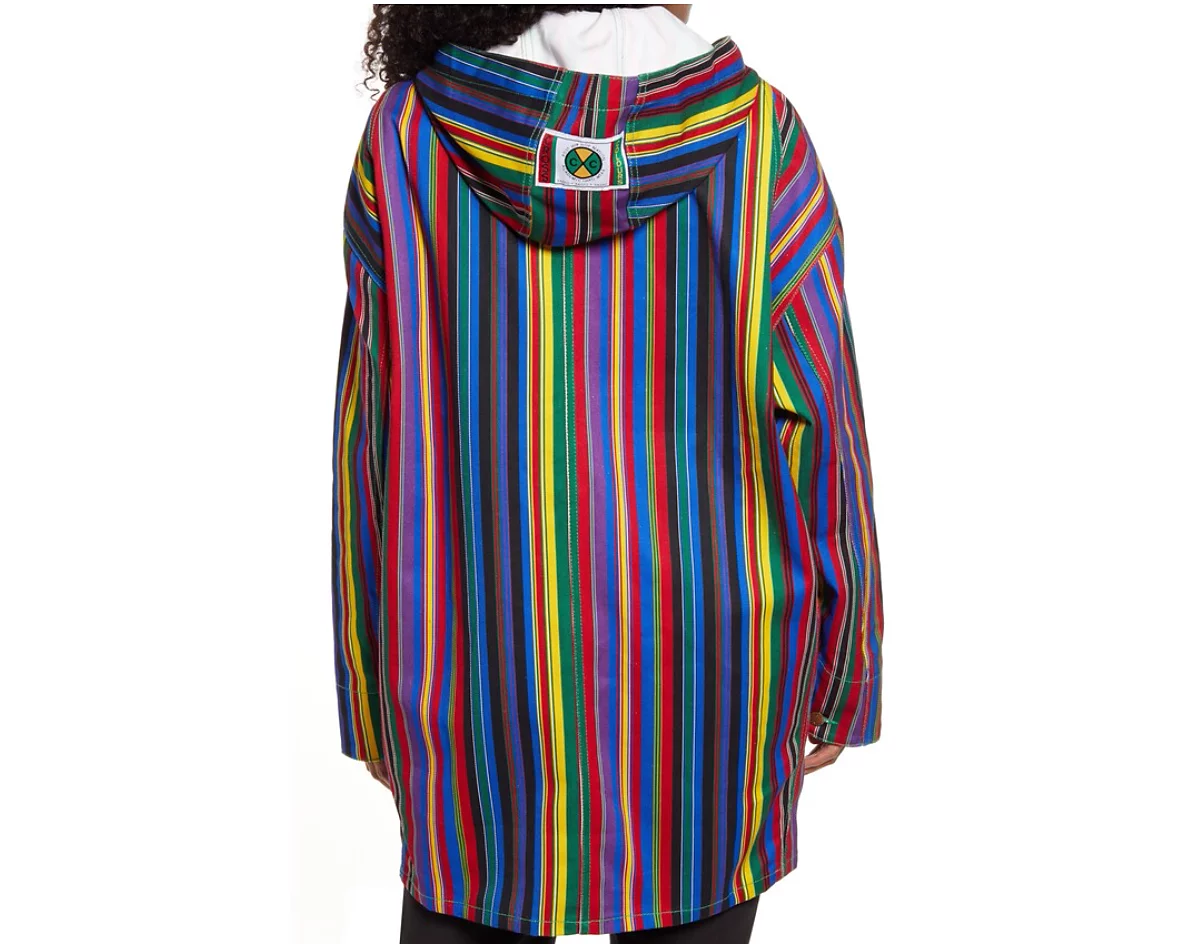 Мужская амбарная куртка в полоску с капюшоном в поперечную цветовую гамму 33890₽