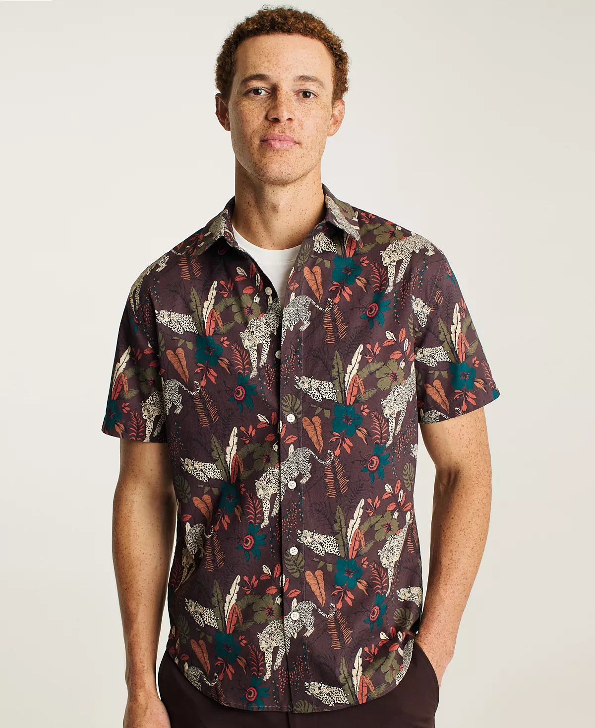 Мужская приталенная рубашка с леопардовым рисунком Riviera 5690₽