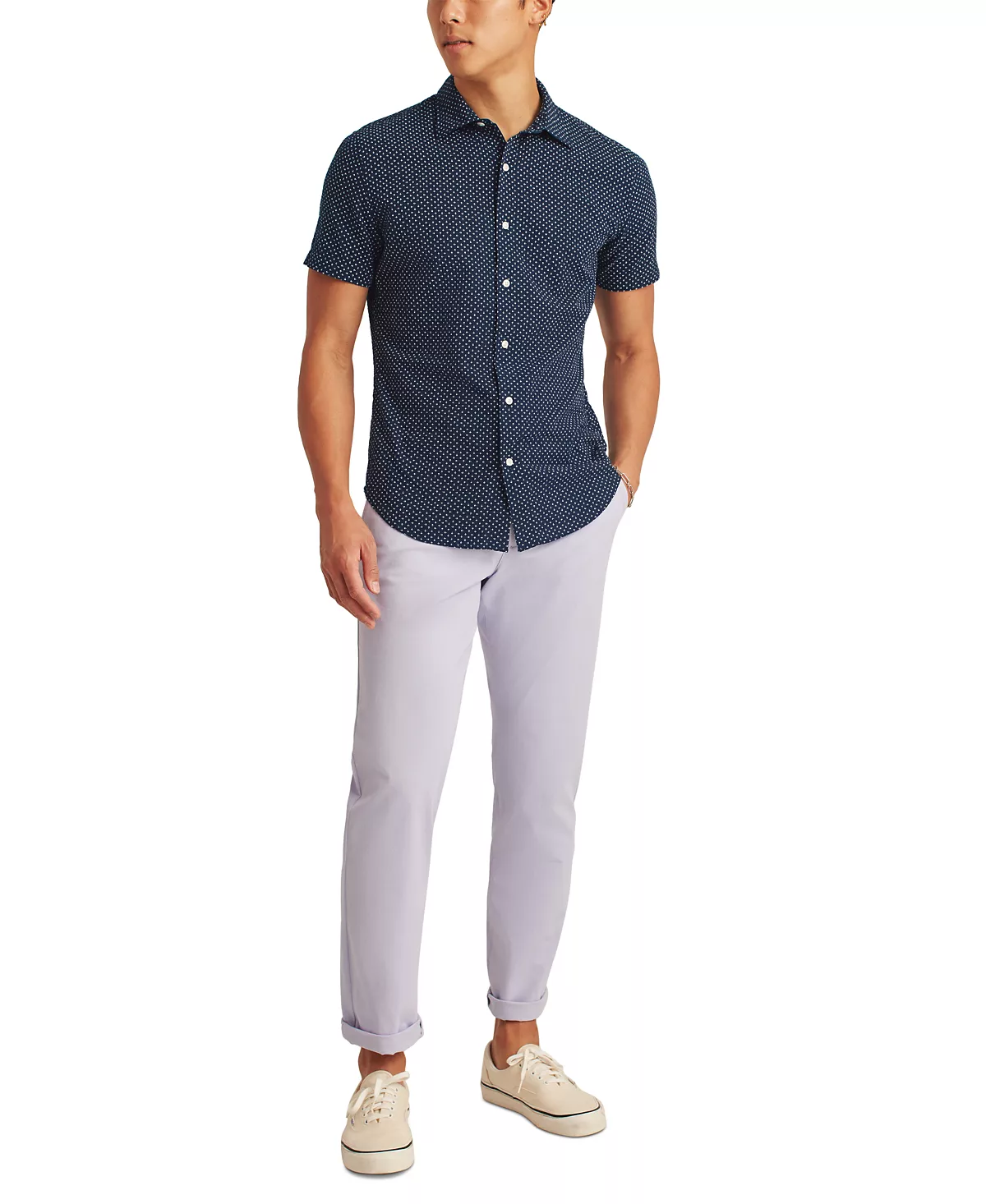 Мужская рубашка Riviera Slim Fit с коротким рукавом и гео-принтом на пуговицах спереди 5690₽