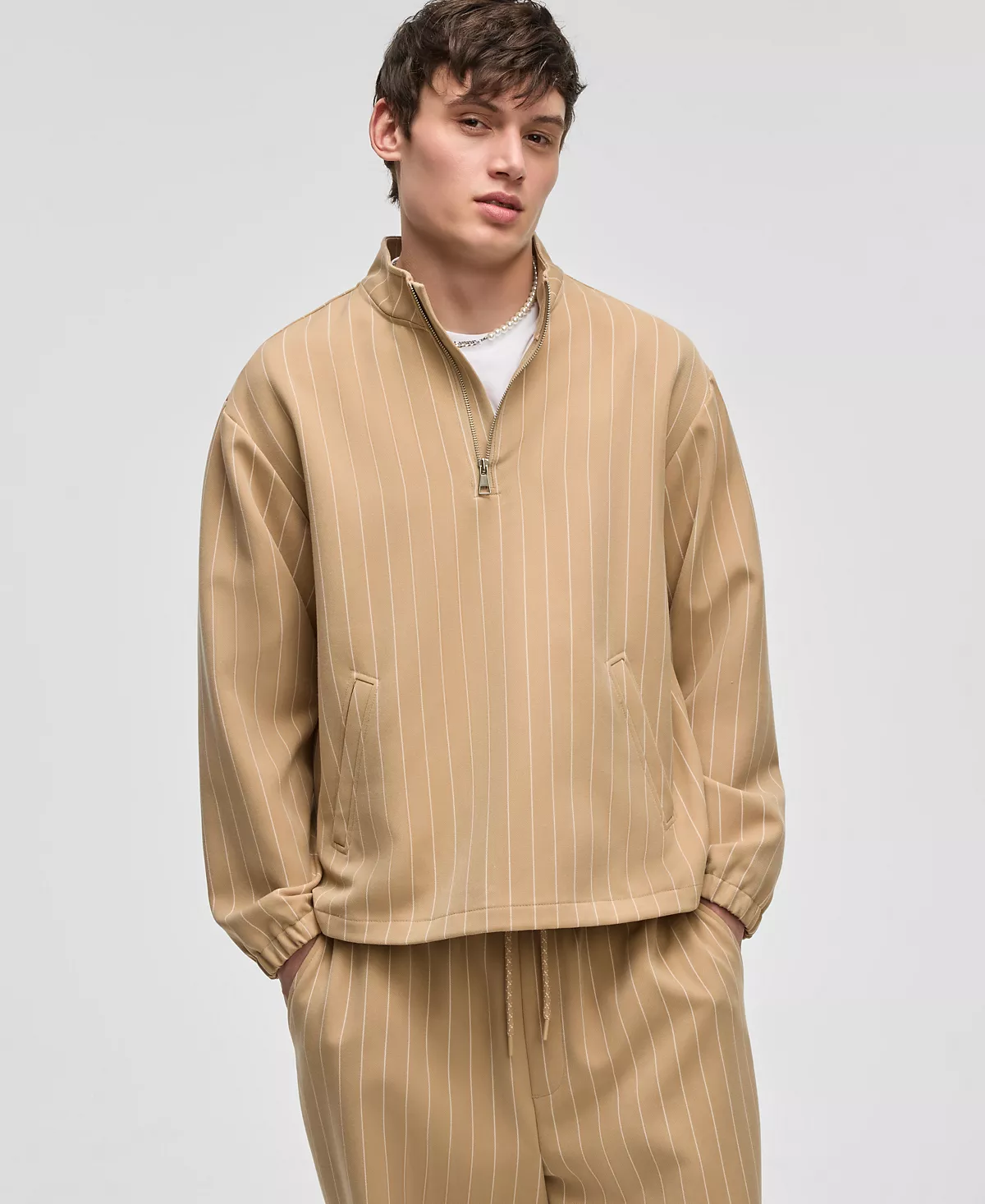 Мужская спортивная куртка в тонкую полоску на молнии 14 эксклюзивно в Macys 15090₽