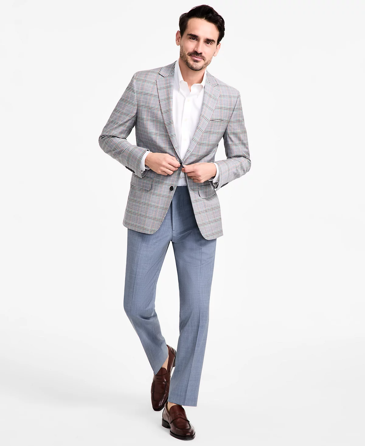 B by Brooks Brothers мужская клетчатая спортивная куртка из смесовой шерсти Стрейч обычного покроя от Brooks Brothers 71390₽