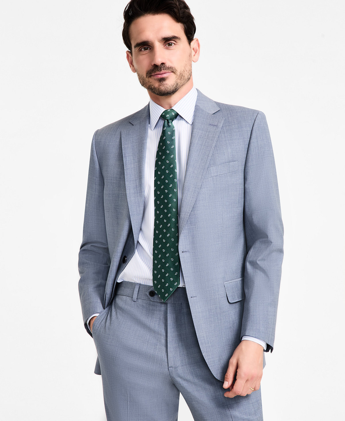 Мужской стрейчевый пиджак классического кроя из смесовой шерсти B by Brooks Brothers 85690₽