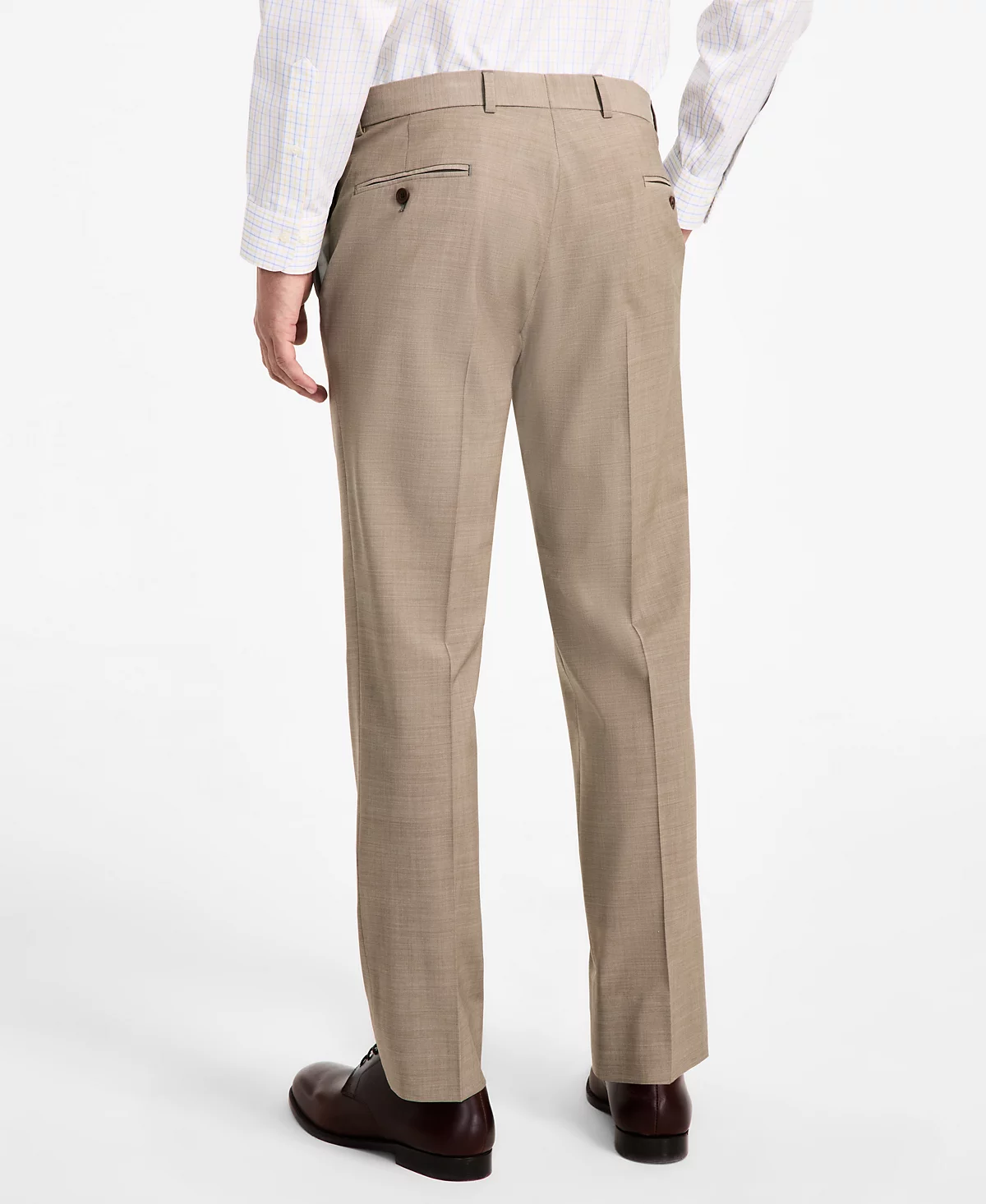 Мужские стрейчевые костюмные брюки классического кроя из смесовой шерсти B by Brooks Brothers 36190₽