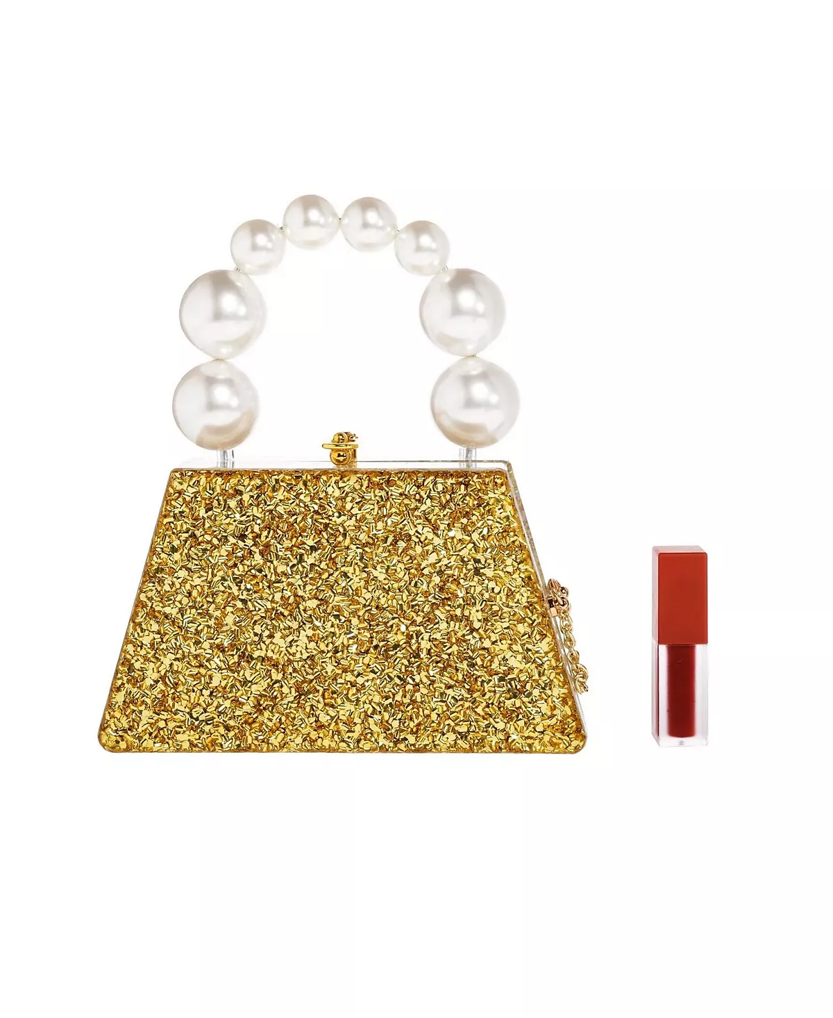 Акриловый клатч с блестящей ручкой сверху Forever Love Glitter