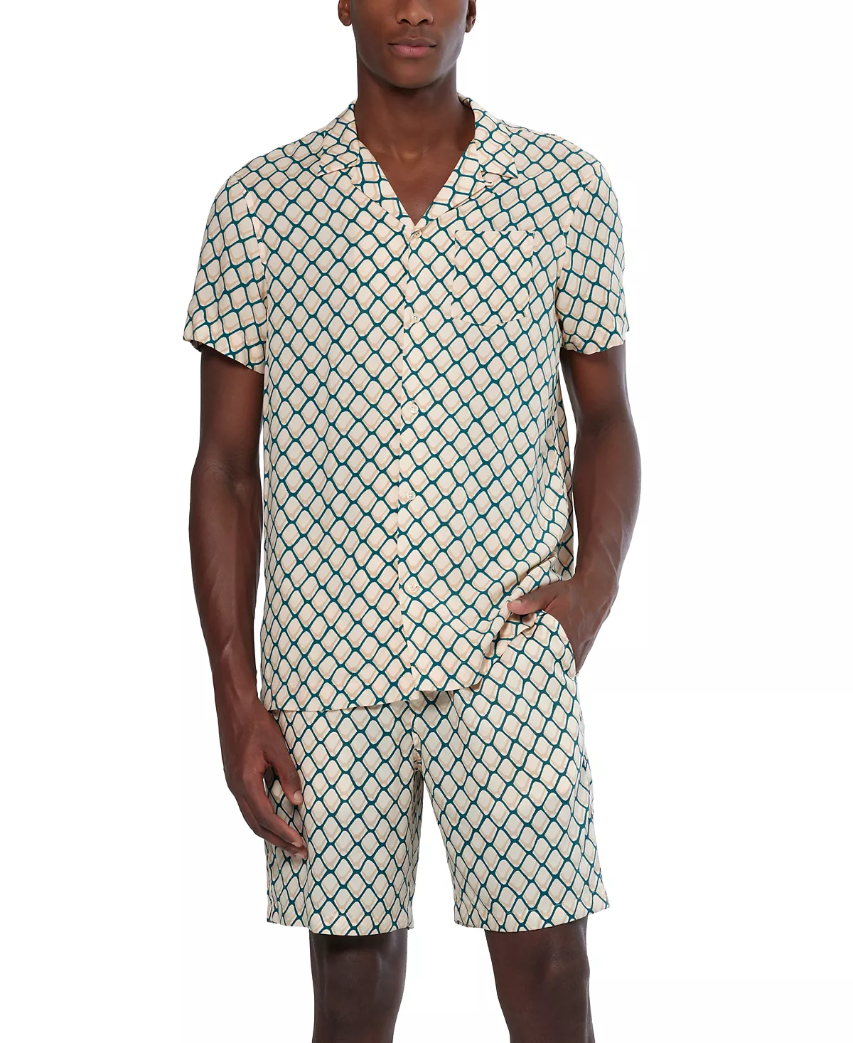 Мужская походная рубашка обычного покроя с географическим принтом на пуговицах 13490₽