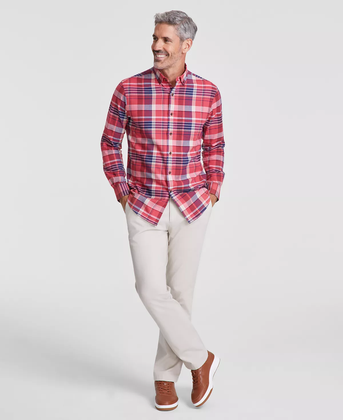 Мужская клетчатая хлопчатобумажная рубашка Club Room созданная для Macys 3990₽