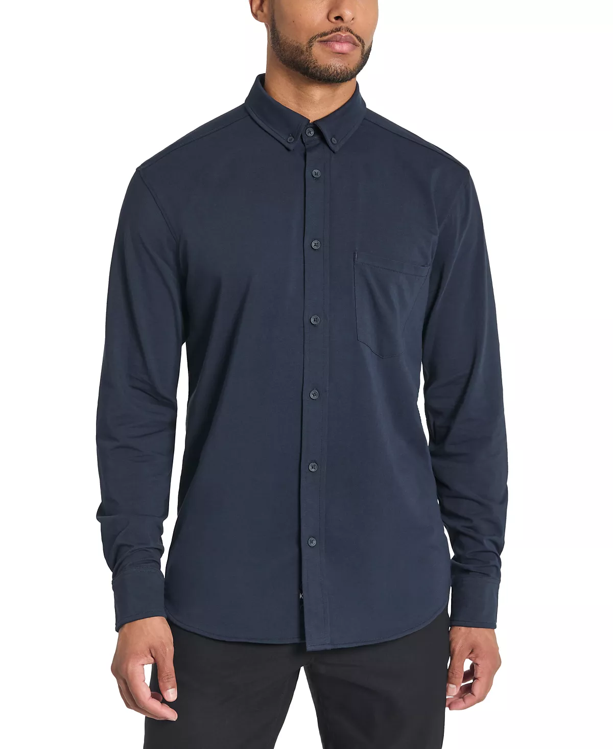 Мужская приталенная однотонная белая рубашка с длинным рукавом на пуговицах от Kenneth Cole 14990₽