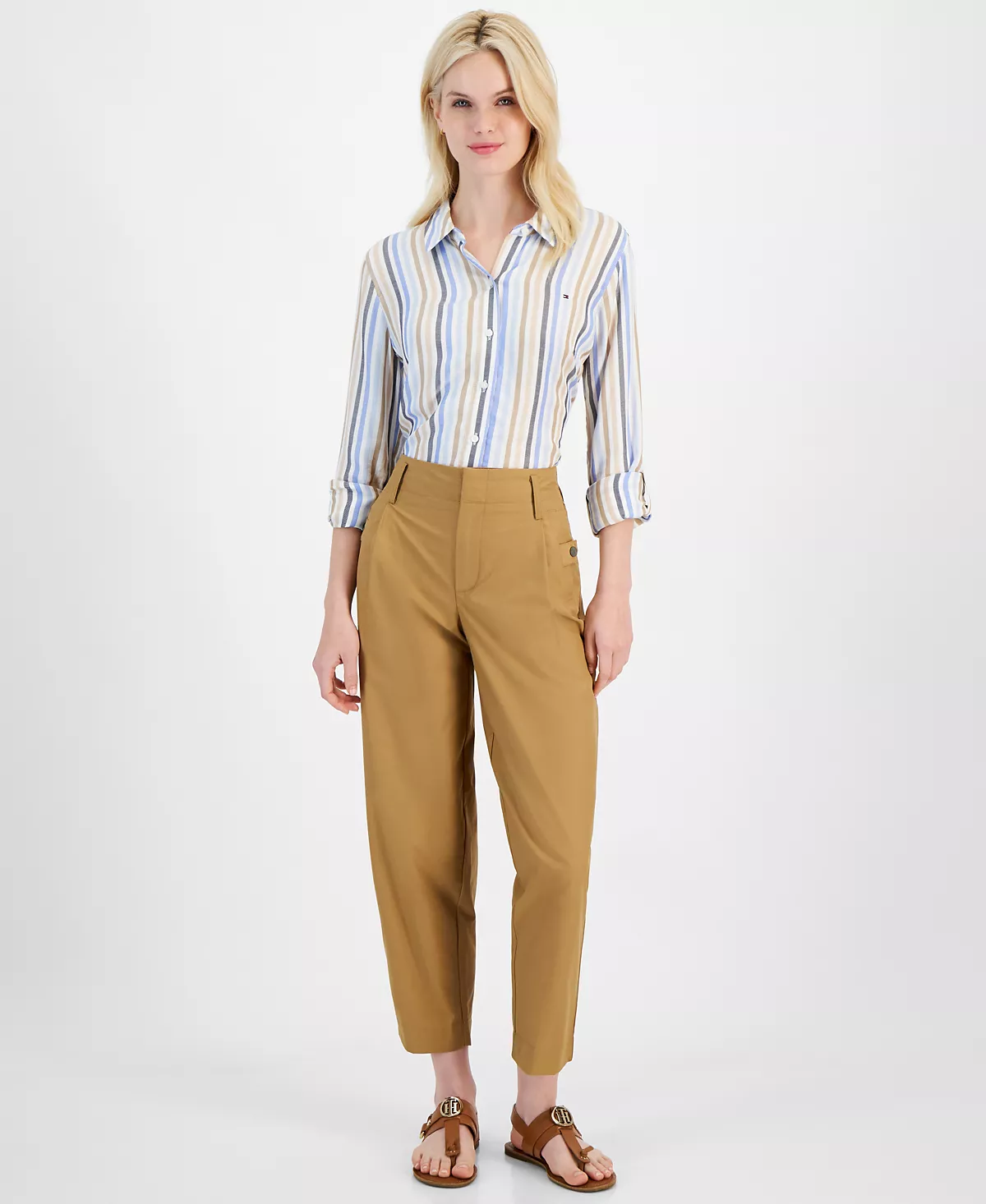 Женские плиссированные брюки из хлопчатобумажной смеси Tommy Hilfiger