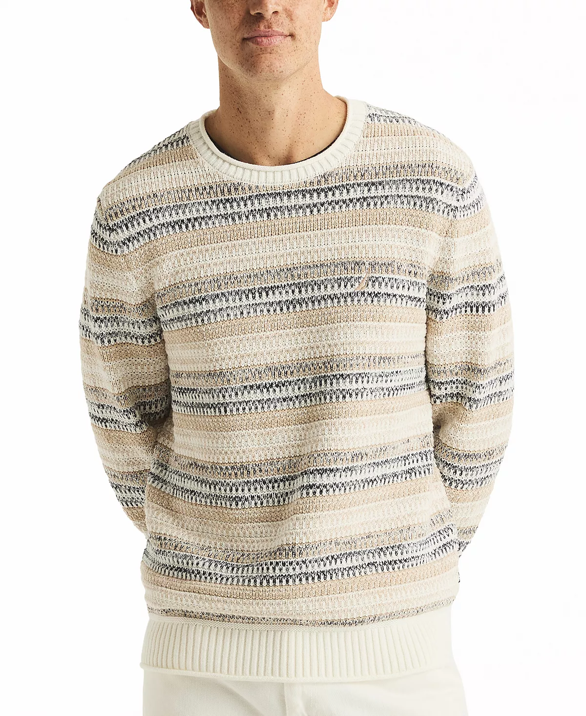 Мужской полосатый свитер с круглым вырезом Nautica 18690₽